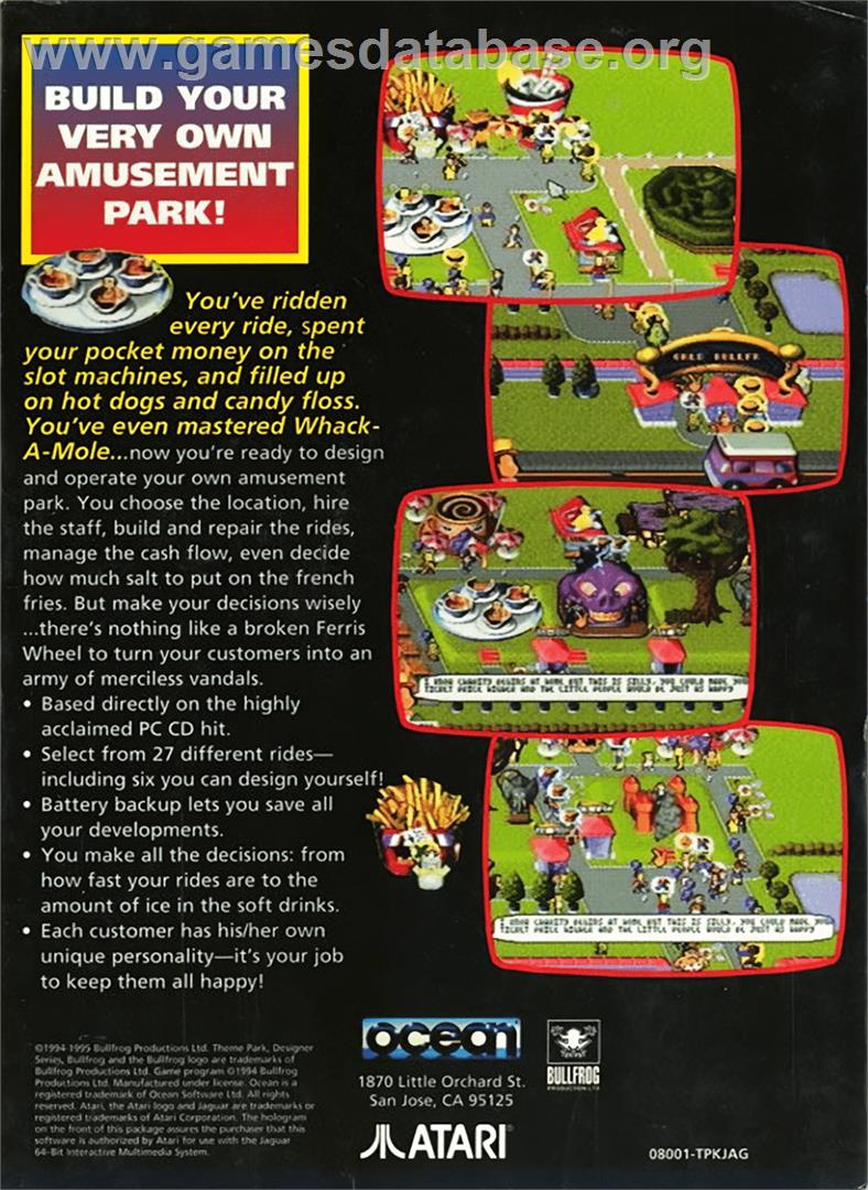 Theme Park - Atari Jaguar - Artwork - Box Back