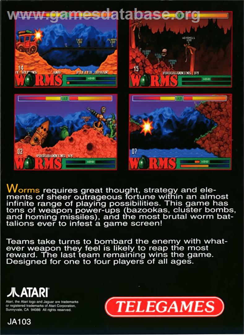 Worms - Atari Jaguar - Artwork - Box Back