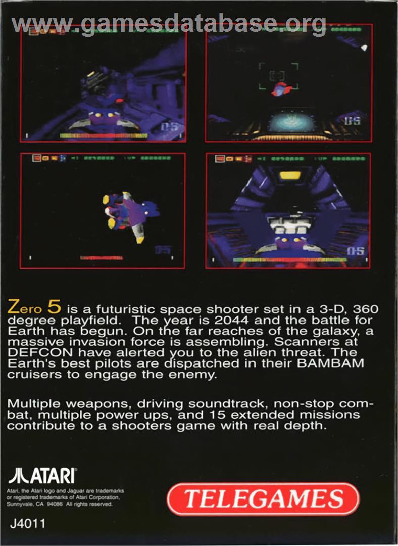 Zero 5 - Atari Jaguar - Artwork - Box Back