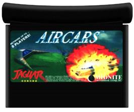 Cartridge artwork for AirCars on the Atari Jaguar.