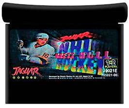 Cartridge artwork for Brett Hull NHL Hockey on the Atari Jaguar.