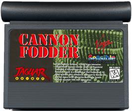 Cartridge artwork for Cannon Fodder on the Atari Jaguar.