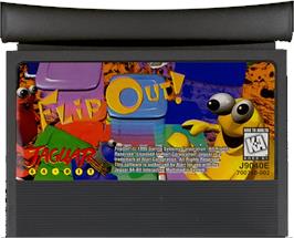 Cartridge artwork for Flipout! on the Atari Jaguar.