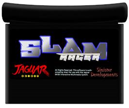 Cartridge artwork for Slam Racer on the Atari Jaguar.