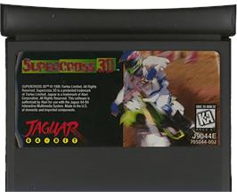 Cartridge artwork for Supercross 3d on the Atari Jaguar.