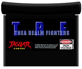 Cartridge artwork for Thea Realm Fighters on the Atari Jaguar.