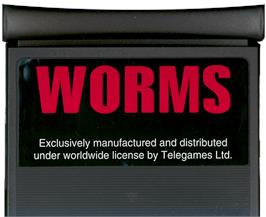 Cartridge artwork for Worms on the Atari Jaguar.
