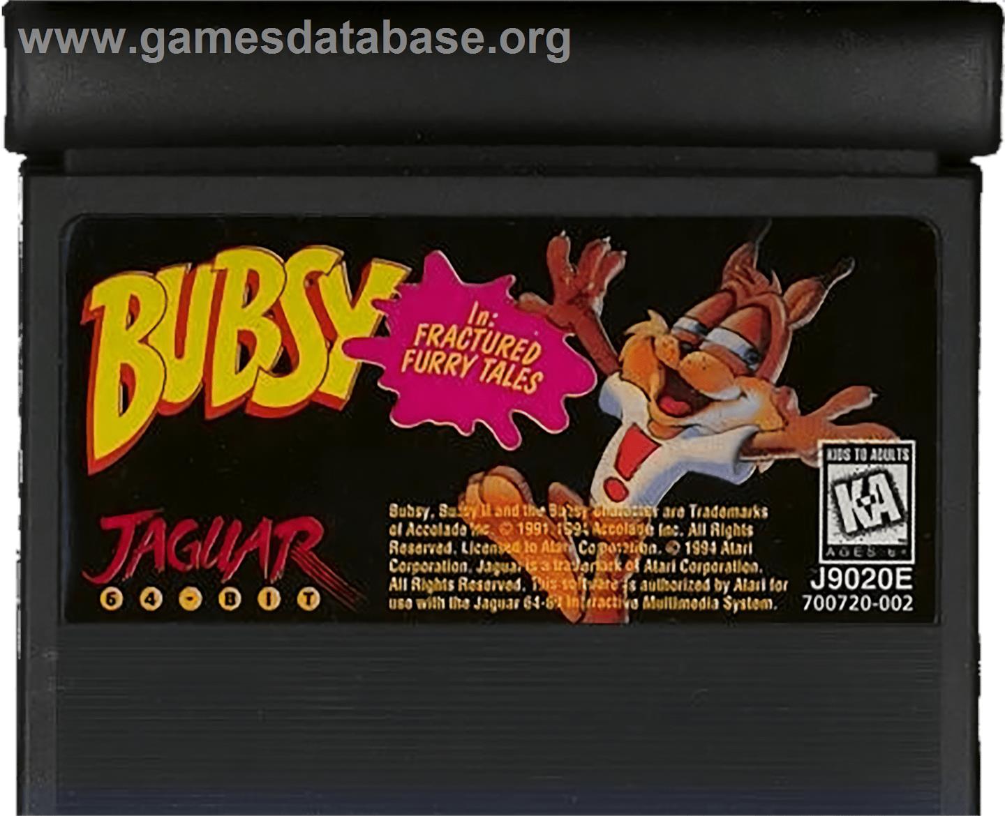 Bubsy In - Fractured Furry Tales - Atari Jaguar - Artwork - Cartridge