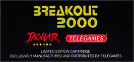 Top of cartridge artwork for Breakout 2000 on the Atari Jaguar.