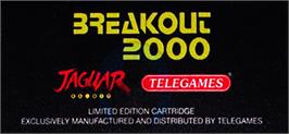 Top of cartridge artwork for Breakout 2000 on the Atari Jaguar.