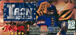 Top of cartridge artwork for Iron Soldier on the Atari Jaguar.