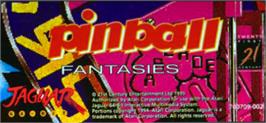 Top of cartridge artwork for Pinball Fantasies on the Atari Jaguar.