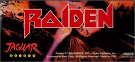 Top of cartridge artwork for Raiden on the Atari Jaguar.