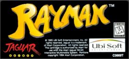 Top of cartridge artwork for Rayman on the Atari Jaguar.