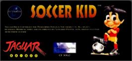 Top of cartridge artwork for Soccer Kid on the Atari Jaguar.