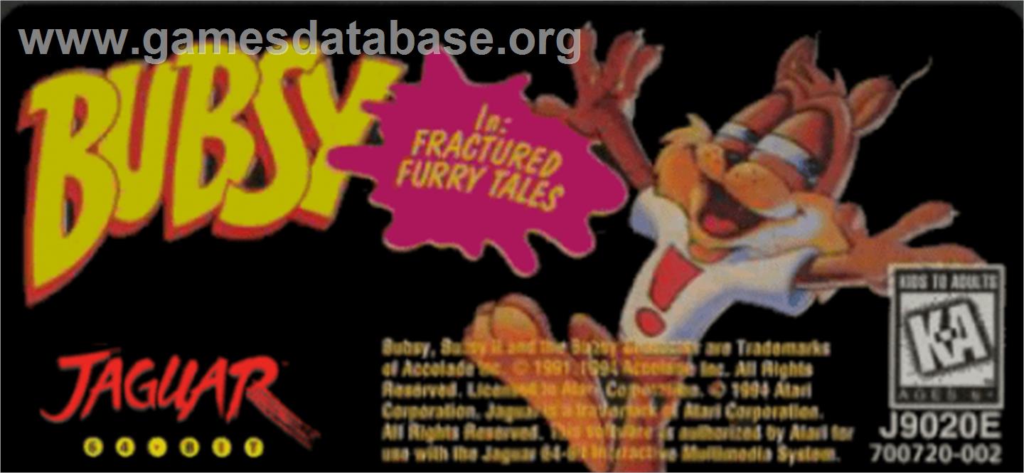Bubsy In - Fractured Furry Tales - Atari Jaguar - Artwork - Cartridge Top