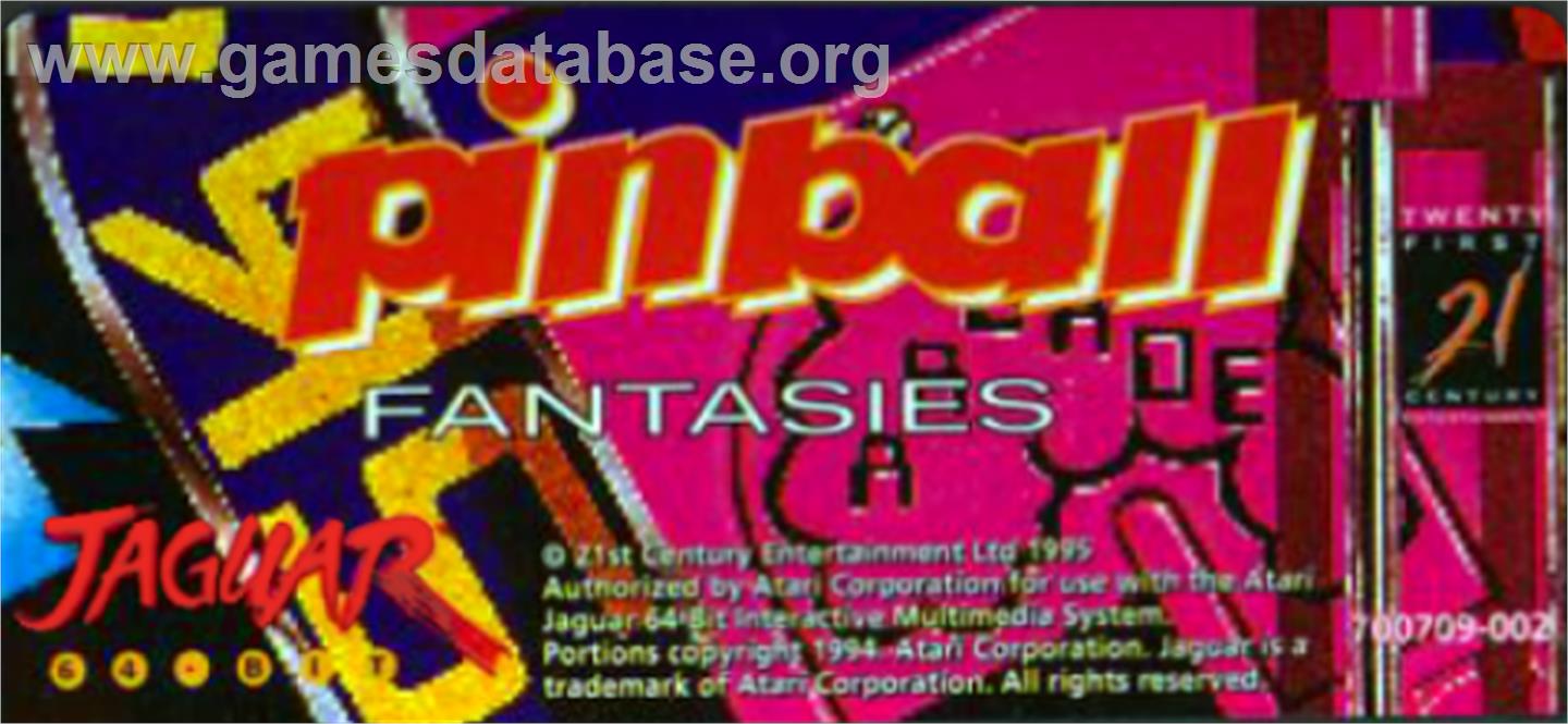 Pinball Fantasies - Atari Jaguar - Artwork - Cartridge Top