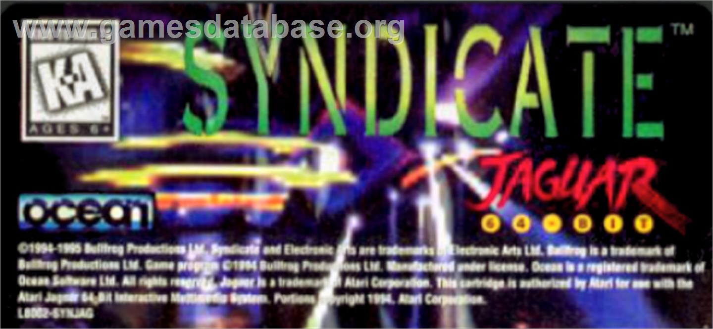 Syndicate - Atari Jaguar - Artwork - Cartridge Top