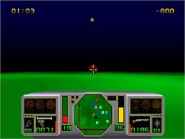 In game image of Aircars on the Atari Jaguar.