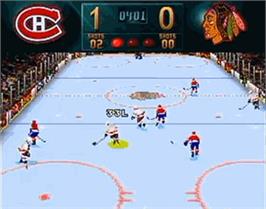 In game image of Brett Hull NHL Hockey on the Atari Jaguar.