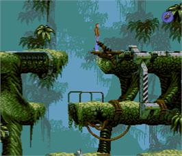 In game image of Flashback on the Atari Jaguar.