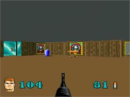 In game image of Wolfenstein 3D on the Atari Jaguar.