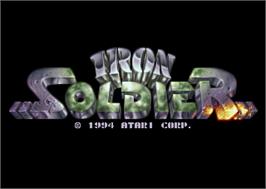 Title screen of Iron Soldier on the Atari Jaguar.