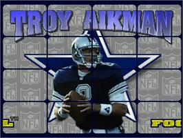 Title screen of Troy Aikman Nfl Football on the Atari Jaguar.