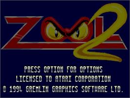 Title screen of Zool 2 on the Atari Jaguar.