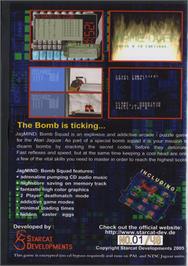Box back cover for JagMIND Bomb Squad on the Atari Jaguar CD.