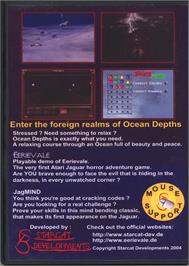 Box back cover for Ocean Depths on the Atari Jaguar CD.