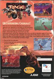 Box back cover for Primal Rage on the Atari Jaguar CD.