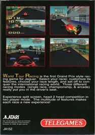 Box back cover for World Tour Racing on the Atari Jaguar CD.