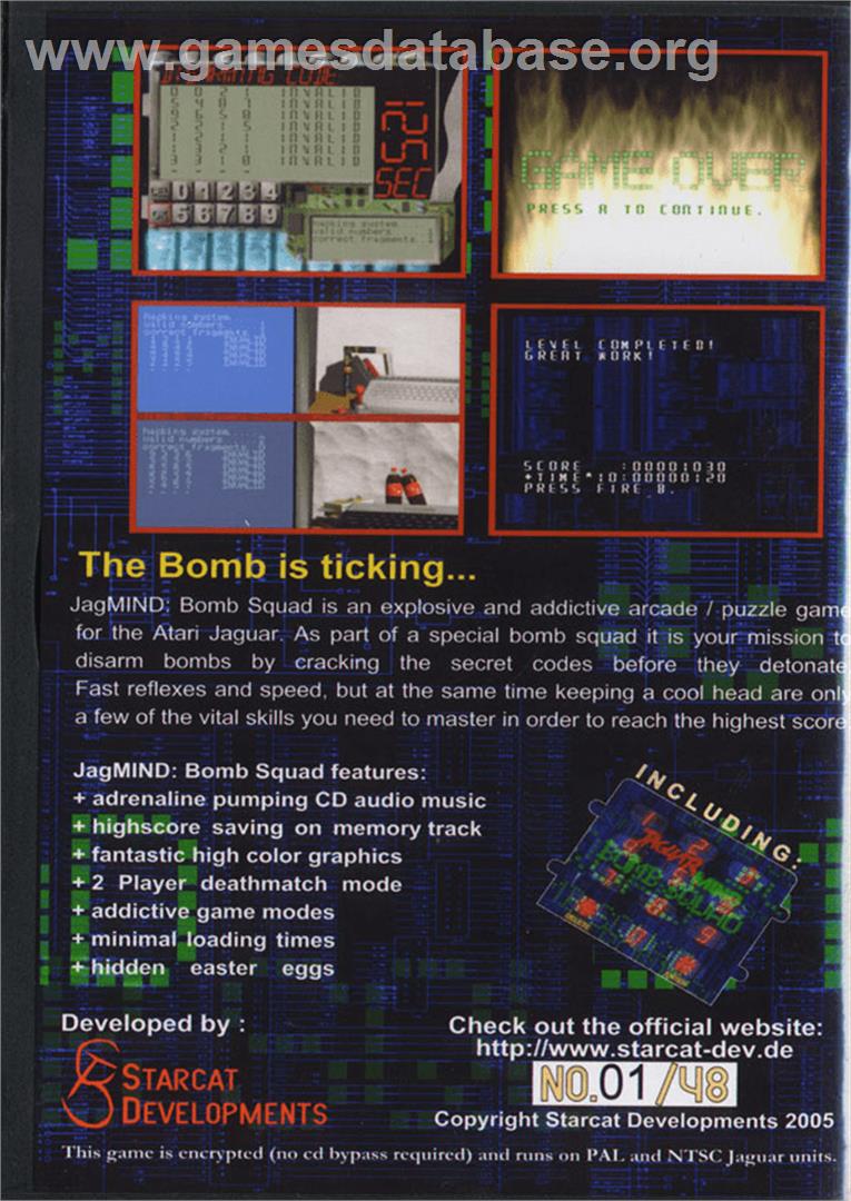JagMIND Bomb Squad - Atari Jaguar CD - Artwork - Box Back