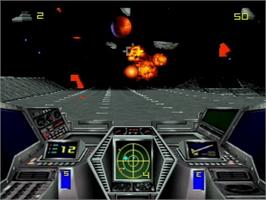 In game image of Hover Strike - Unconquered Lands on the Atari Jaguar CD.