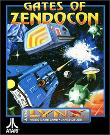 Box cover for Gates of Zendocon on the Atari Lynx.