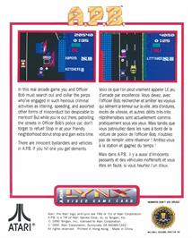 Box back cover for Apb on the Atari Lynx.