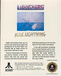 Box back cover for Blue Lightning on the Atari Lynx.