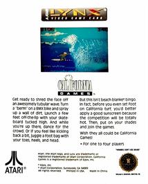 Box back cover for California Games on the Atari Lynx.