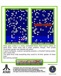 Box back cover for Centipede on the Atari Lynx.