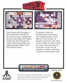 Box back cover for Crystal Mines II on the Atari Lynx.