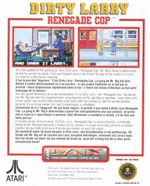 Box back cover for Dirty Larry - Renegade Cop on the Atari Lynx.