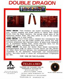 Box back cover for Double Dragon on the Atari Lynx.