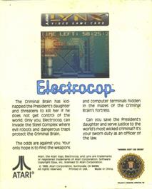 Box back cover for Electrocop on the Atari Lynx.