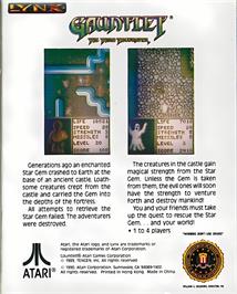 Box back cover for Gauntlet - The Third Encounter on the Atari Lynx.
