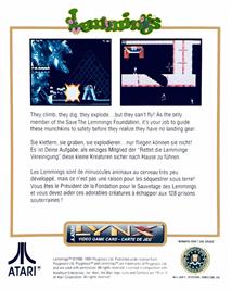 Box back cover for Lemmings on the Atari Lynx.
