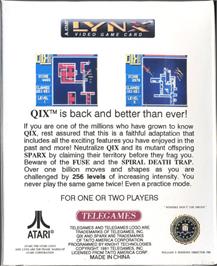 Box back cover for QIX on the Atari Lynx.