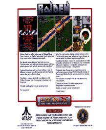 Box back cover for Raiden on the Atari Lynx.