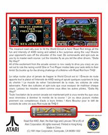Box back cover for Road Riot 4wd on the Atari Lynx.