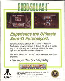 Box back cover for Robo-Squash on the Atari Lynx.